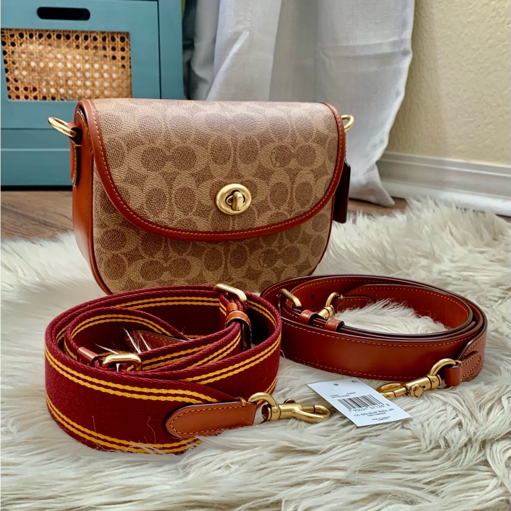 Coach Willow Saddle Bag Signature B4/ Tan Rust - Picture 5 of 16